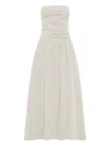 St Agni Gathered Cotton-nylon Maxi Dress In Off-white