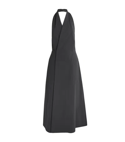 St Agni Cotton-blend Halterneck Maxi Dress In Black
