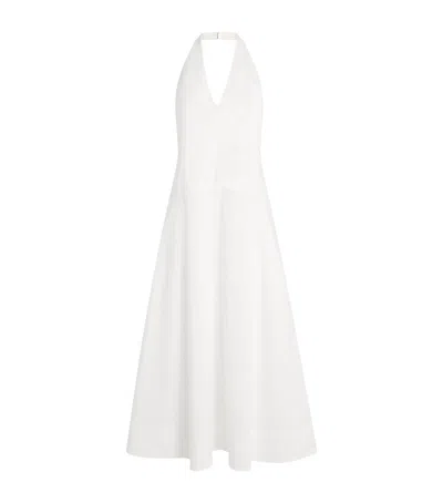 St Agni Cotton-blend Halterneck Midi Dress In White