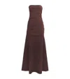 St Agni Cotton-blend Strapless Maxi Dress In Brown