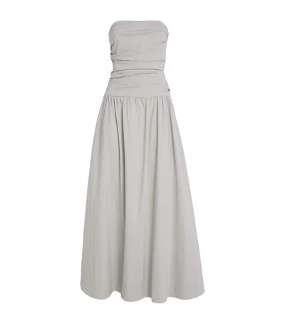 St Agni Cotton-blend Strapless Maxi Dress In Silver
