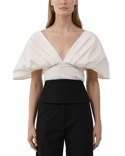 St Agni Cotton Blend Structured Pleated Top In Neutral