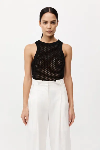 St Agni Cotton Crochet Tank In Black