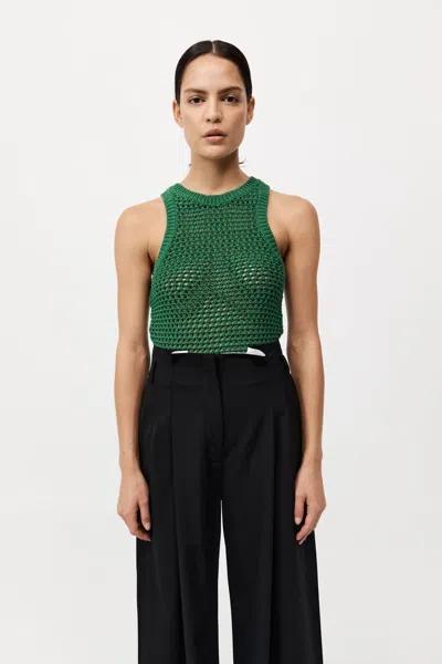 St Agni Cotton Crochet Tank In Green