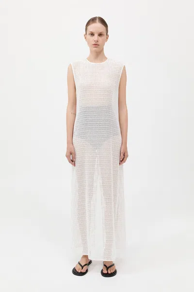 St Agni Cotton Grid Dress In White