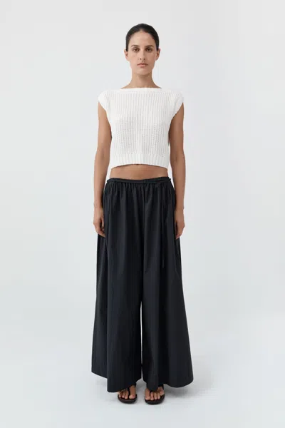 St Agni Cotton Hybrid Wide Leg Pants In Black