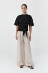 St Agni Cotton Jersey Split Back Tee Black In Black
