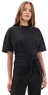 St Agni Cotton Jersey Split Back Tee Black In Multi