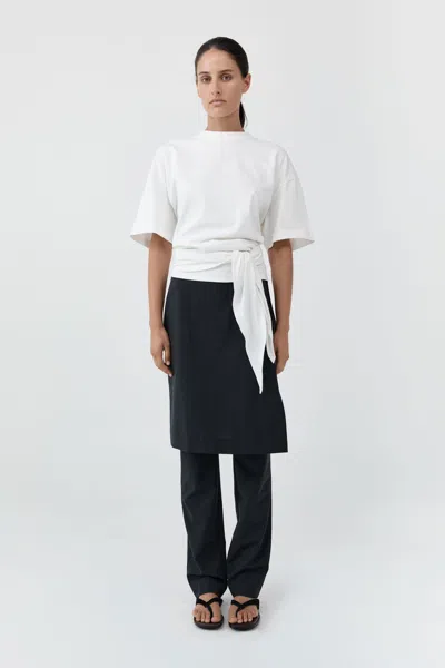 St Agni Cotton Jersey Split Back Tee In Off White