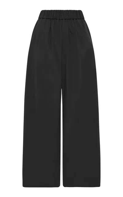 St Agni Cotton-nylon Wide-leg Pants In Black