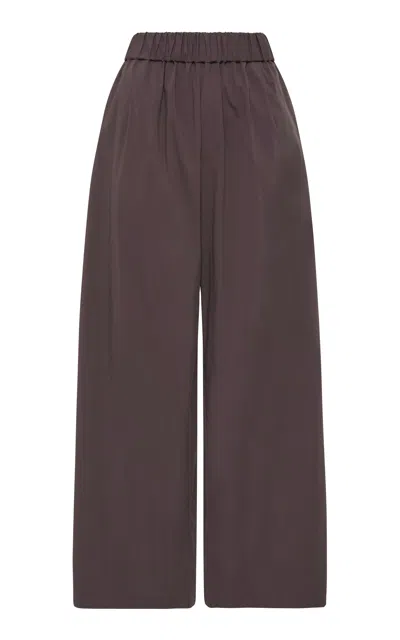St Agni Cotton-nylon Wide-leg Pants In Brown