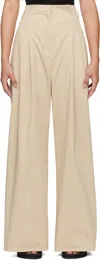 St Agni Cotton Paperbag Waist Trousers In Neutral