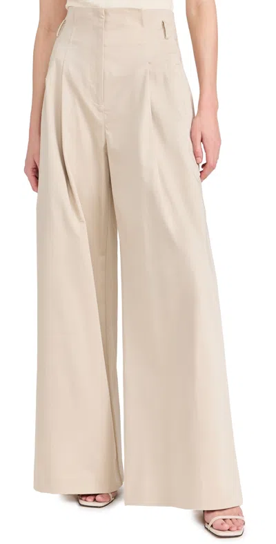 St Agni Cotton Paperbag Waist Trousers Champagne