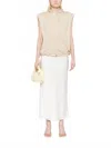 St Agni Cotton Sleeveless Parka Hoodies In Champagne In White
