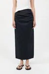 St Agni Cotton Tuck Midi Skirt In Black In Black