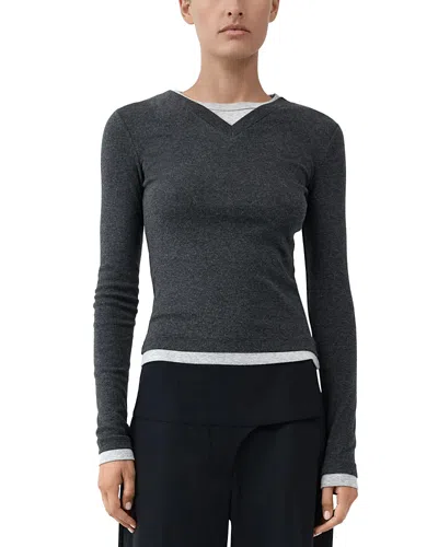 St Agni Double-layered Organic Cotton-jersey T-shirt In Gray