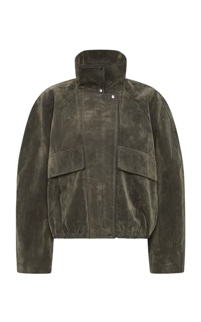 St Agni St. Agni Cotton Velvet Denim Bomber In Khaki