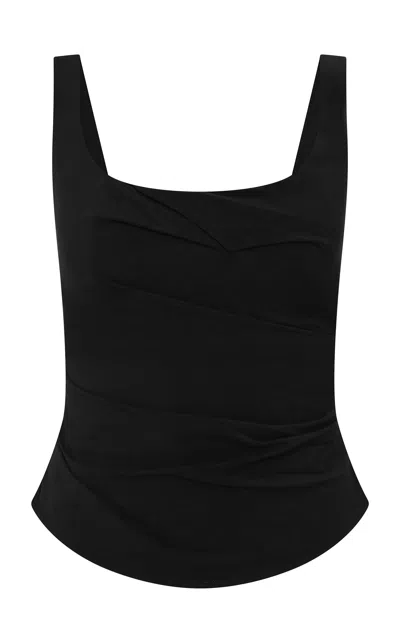 St Agni St. Agni Cotton-blend Draped Bodice In Black