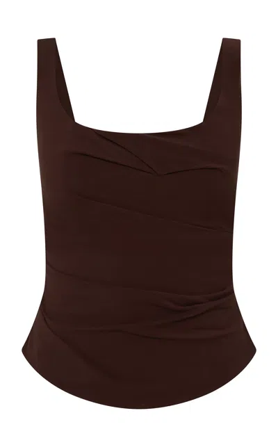 St Agni St. Agni Cotton-blend Draped Bodice In Burgundy