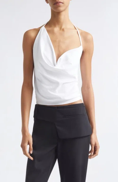 St Agni St. Agni Cowl Neck Cotton Halter Top In White