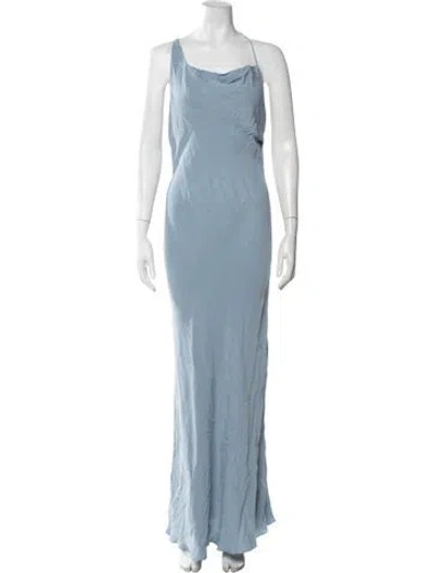 Pre-owned St Agni Cowl Neck Long Dress In Blue