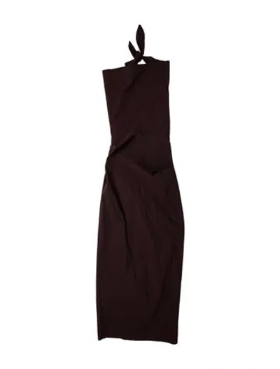 Pre-owned St Agni Cowl Neck Long Dress In Brown