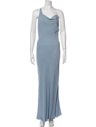 Pre-owned St Agni Cowl Neck Long Dress W/ Tags In Blue