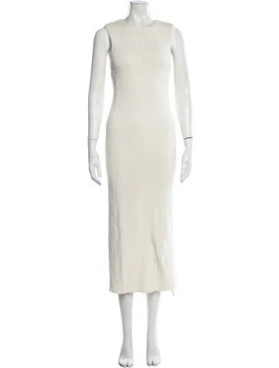 Pre-owned St Agni Crew Neck Long Dress In Neutrals