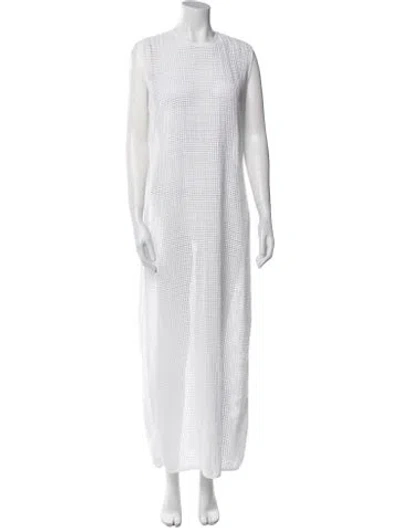 Pre-owned St Agni Crew Neck Long Dress In White