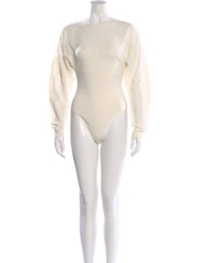 Pre-owned St Agni Crew Neck Long Sleeve Bodysuit In Neutral