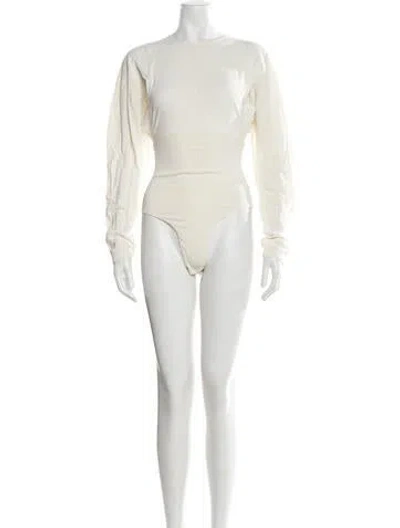 Pre-owned St Agni Crew Neck Long Sleeve Bodysuit W/ Tags In Neutrals