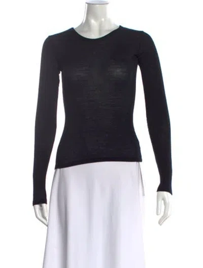 Pre-owned St Agni Crew Neck Long Sleeve Top In Black