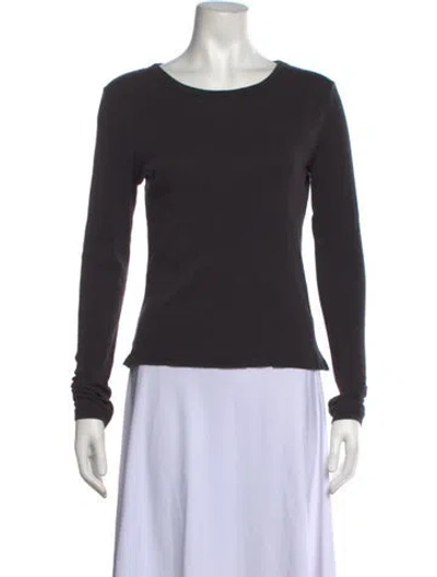 Pre-owned St Agni Crew Neck Long Sleeve Top In Black