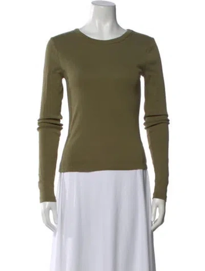 Pre-owned St Agni Crew Neck Long Sleeve Top In Green