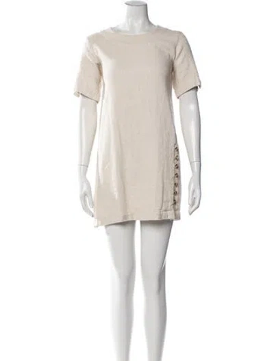 Pre-owned St Agni Crew Neck Mini Dress In White
