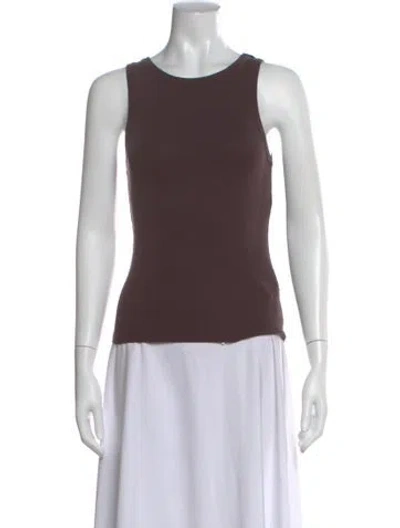 Pre-owned St Agni Crew Neck Sleeveless Top In Brown