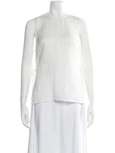 Pre-owned St Agni Crew Neck Sleeveless Top In White
