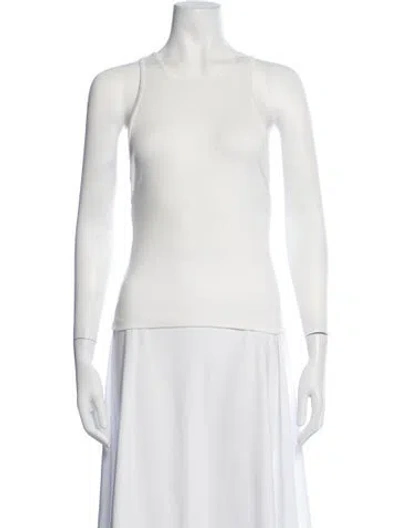 Pre-owned St Agni Crew Neck Sleeveless Top In White