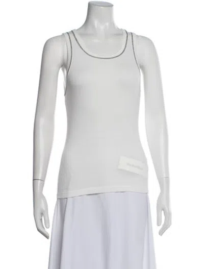 Pre-owned St Agni Crew Neck Sleeveless Top In White