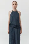 St Agni Crinkle Halter Top In Black