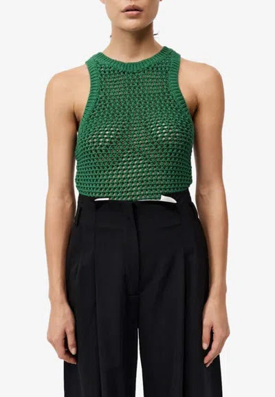 St Agni Crochet Knit Tank Top In Green