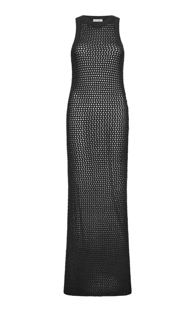 St Agni Crocheted Cotton Maxi Dress In Black