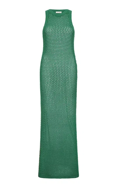 St Agni Crocheted Cotton Maxi Dress In Green