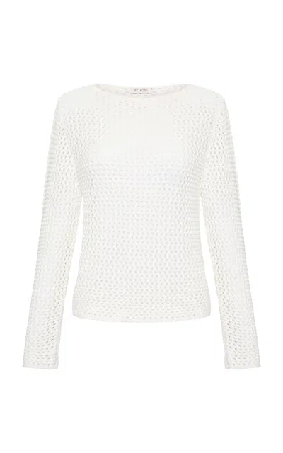 St Agni Crocheted Cotton Sweater In Mist