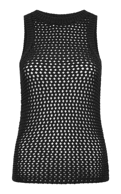 St Agni Crocheted Cotton Tank Top In Black