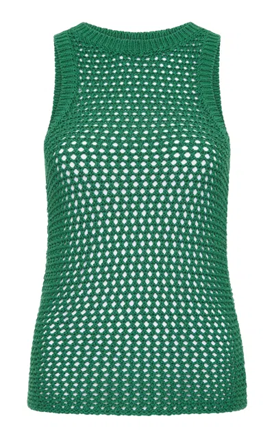 St Agni Crocheted Cotton Tank Top In Green