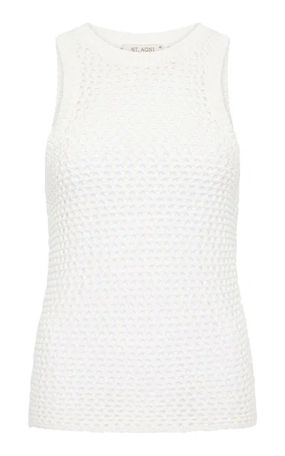 St Agni Crocheted Cotton Tank Top In Off-white