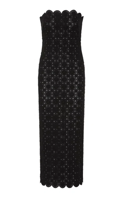St Agni Crocheted Organic Cotton Midi Dress In Black