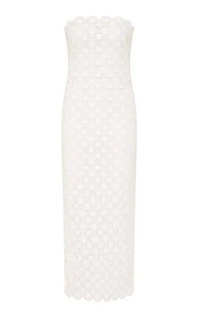 St Agni Crocheted Organic Cotton Midi Dress In White