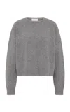 St Agni Cropped Wool-linen Sweater In Gray